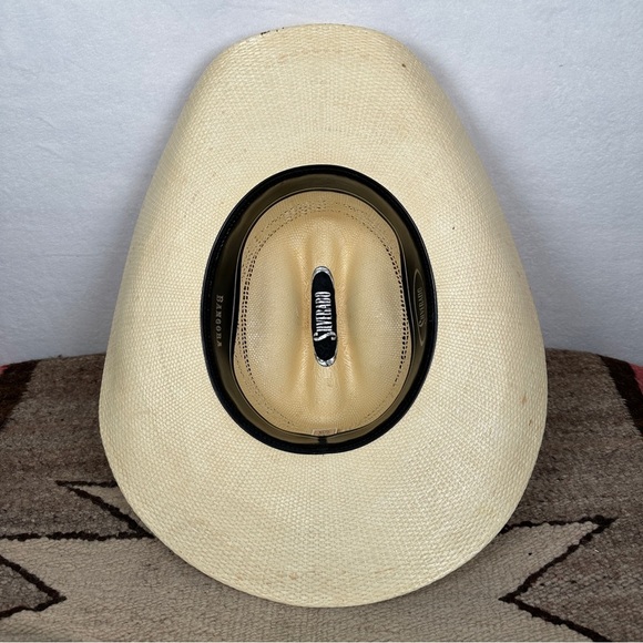 Straw Cowboy Hat tan western cowgirl black band distressed Silverado - Picture 7 of 12